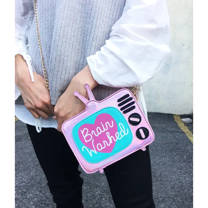 K-Pop Inspired Holographic Vintage Television Shaped Handbag - Purse