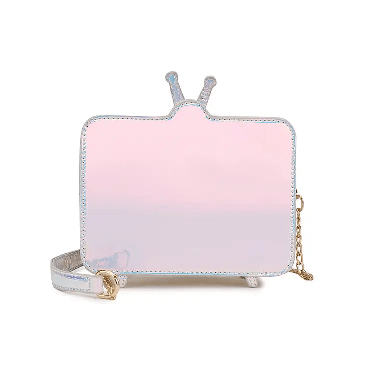 K - Pop Inspired Holographic Vintage Television Shaped Handbag - Cosparty
