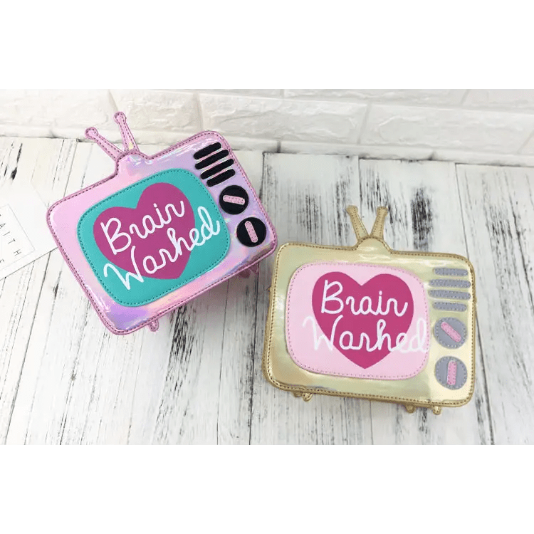 K - Pop Inspired Holographic Vintage Television Shaped Handbag - Cosparty