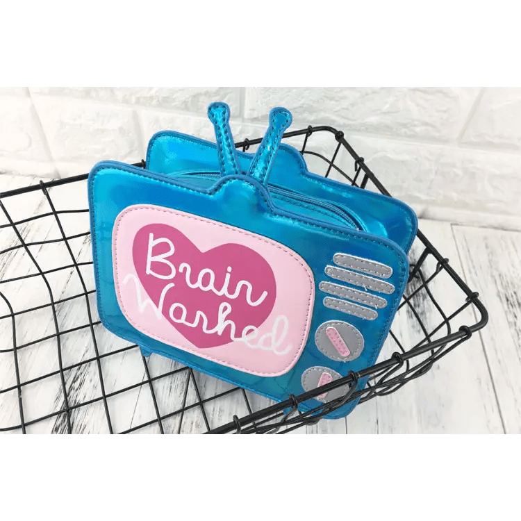 K - Pop Inspired Holographic Vintage Television Shaped Handbag - Cosparty