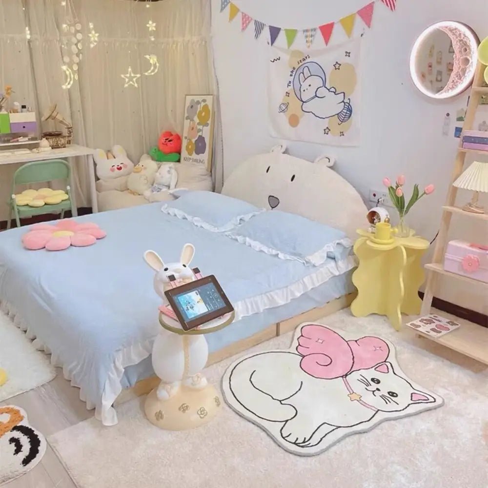 Kawaii Angelic Kitten Floor Mat for Bedroom and Bathroom Decor - Cosparty