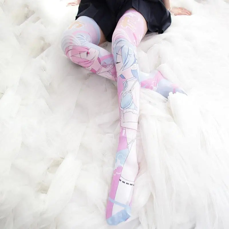 Kawaii Anime Inspired Stockings in Pastel Fairy-Kei Prints 28334609-1-One-Size - stockings