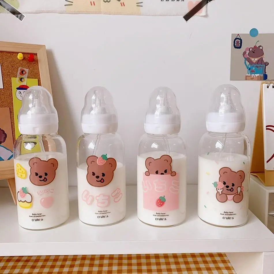 Kawaii Baby Bear Strawberry Bottles in 4 Adorable Designs - cup