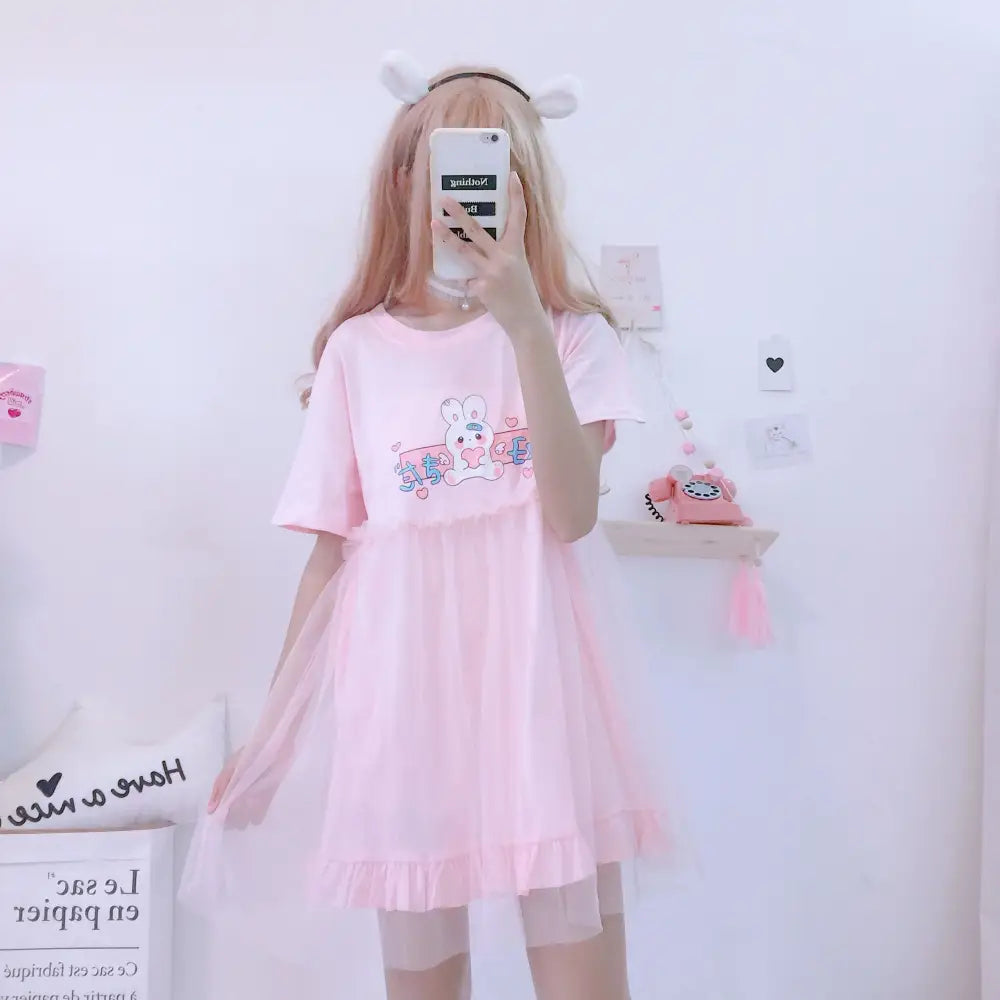 Kawaii Baby Bun Dress with Adorable Bunny Design - dress