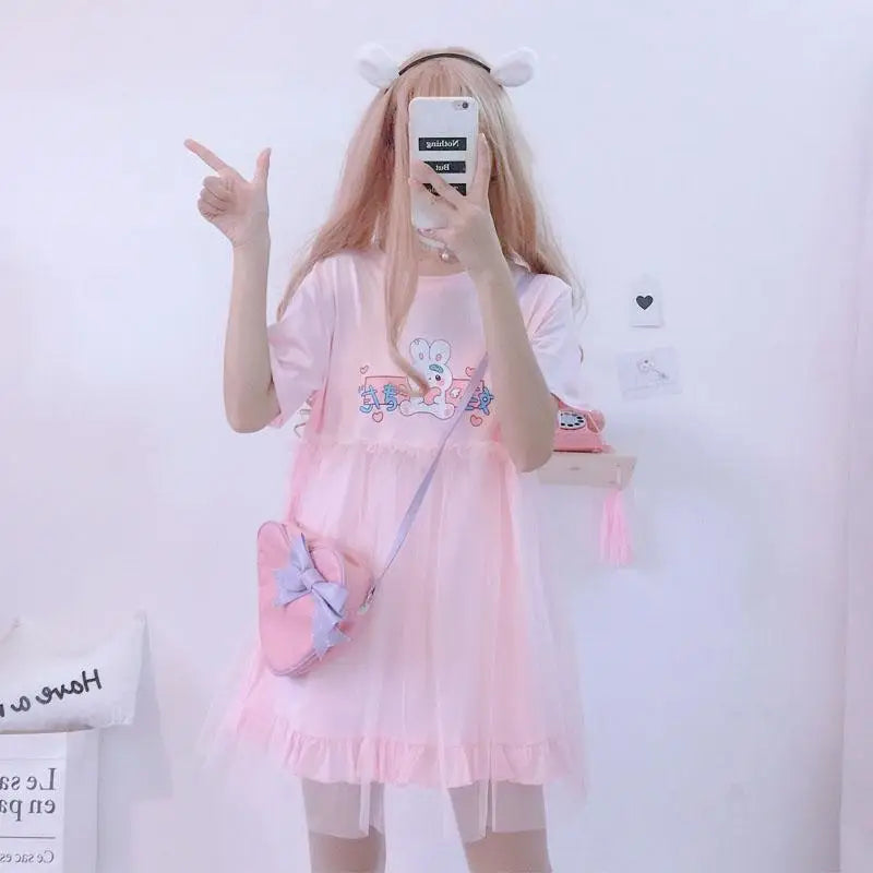 Kawaii Baby Bun Dress with Adorable Bunny Design - dress