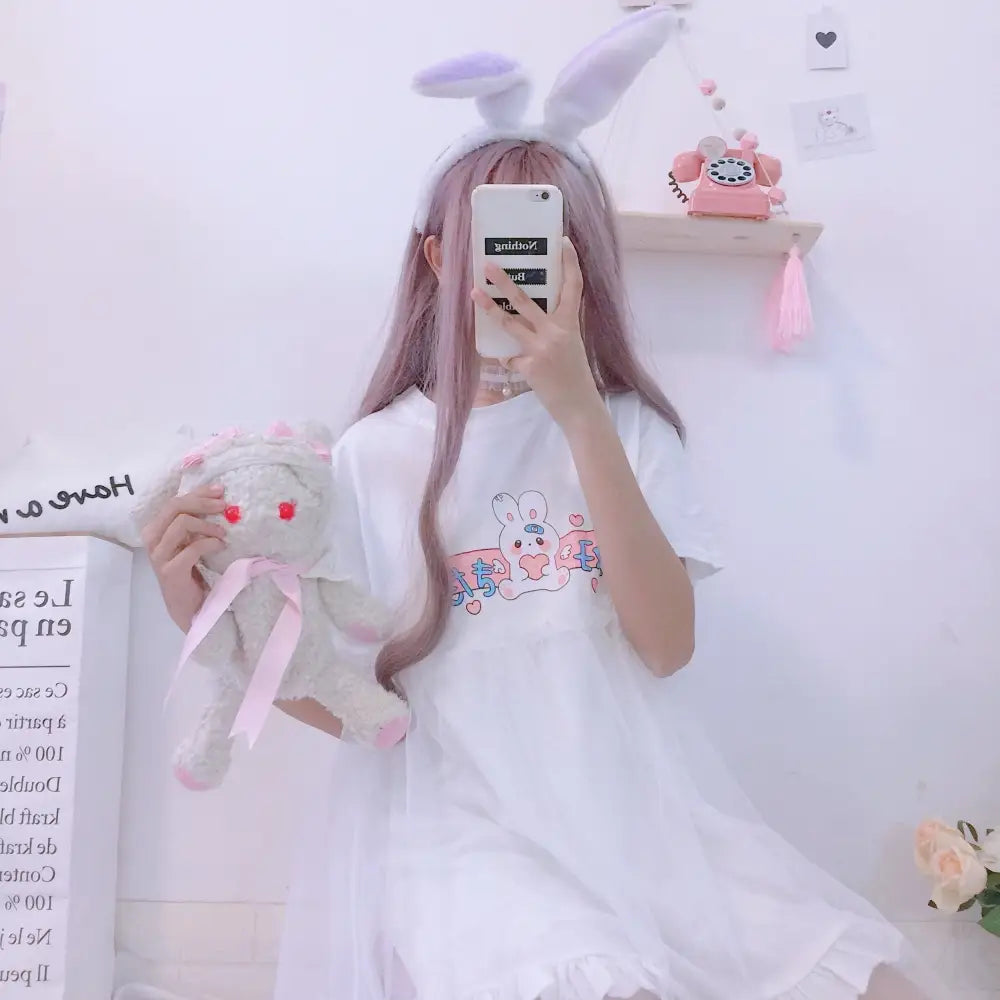 Kawaii Baby Bun Dress with Adorable Bunny Design - dress