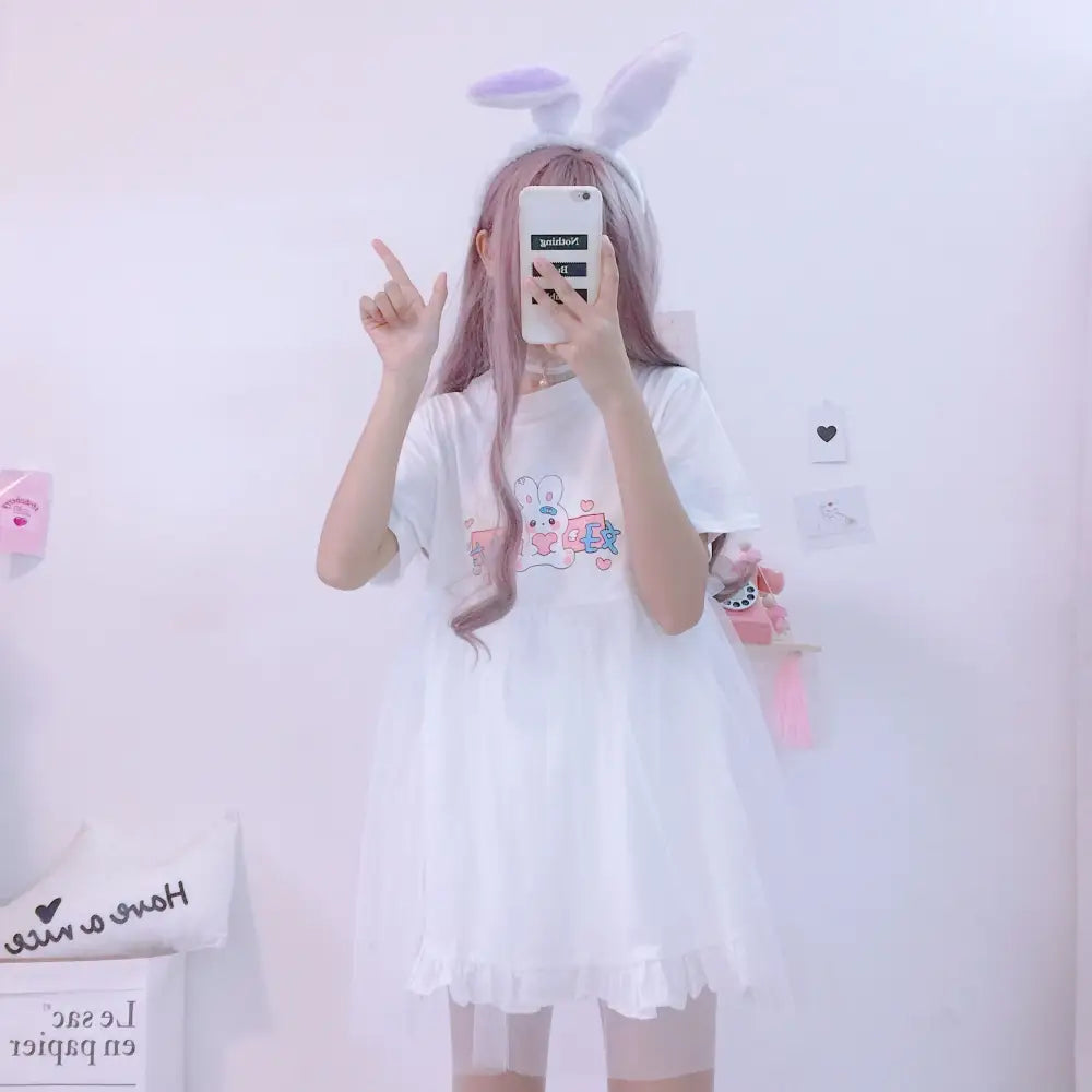 Kawaii Baby Bun Dress with Adorable Bunny Design - dress