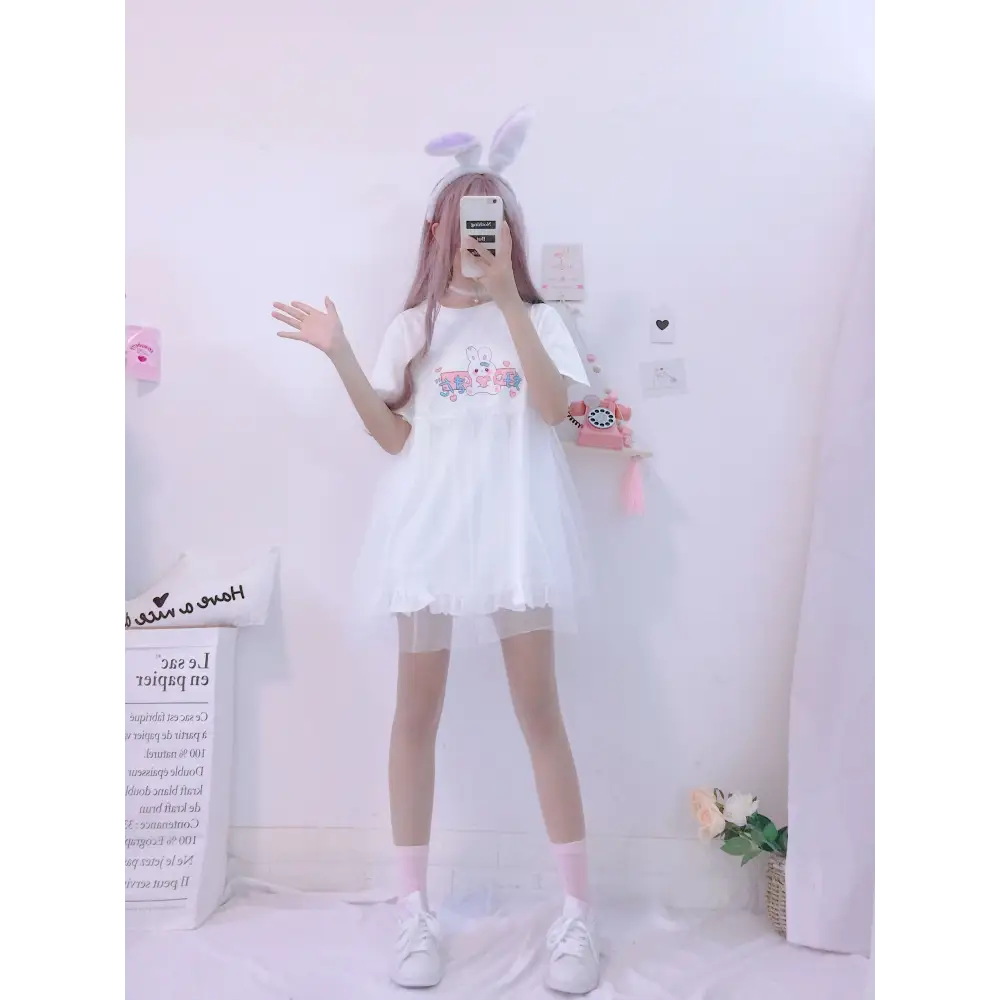 Kawaii Baby Bun Dress with Adorable Bunny Design - dress