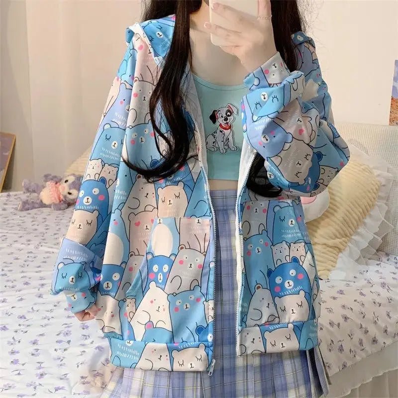 Kawaii Bear - Inspired Windbreaker Jacket for Pastel Fashion Lovers - Cosparty