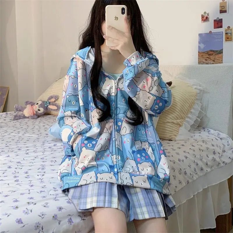 Kawaii Bear - Inspired Windbreaker Jacket for Pastel Fashion Lovers - Cosparty