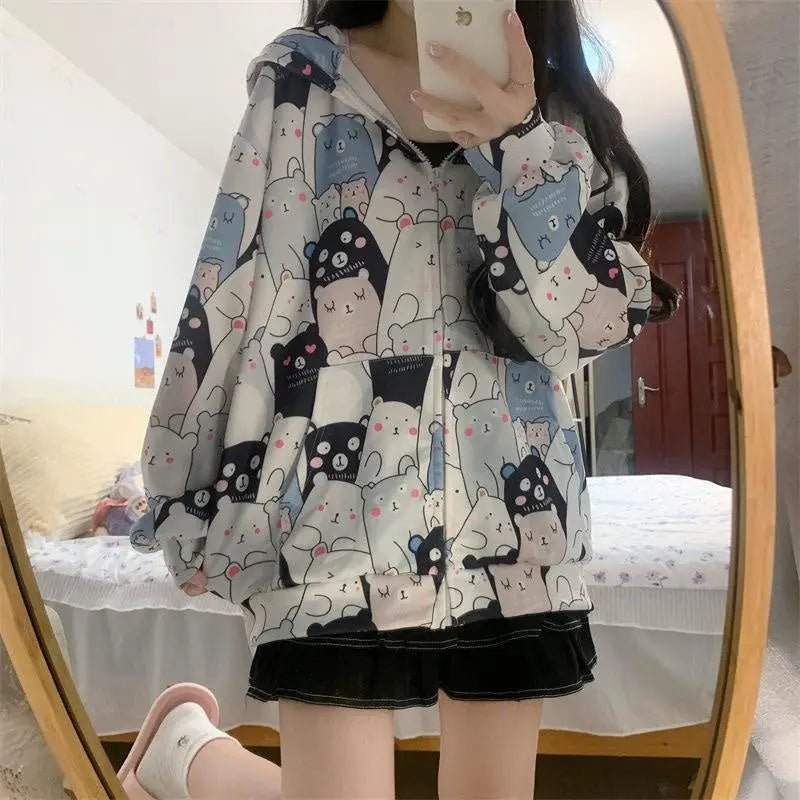 Kawaii Bear - Inspired Windbreaker Jacket for Pastel Fashion Lovers - Cosparty
