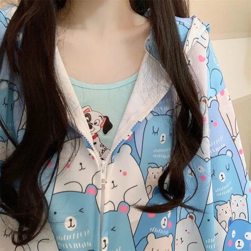 Kawaii Bear - Inspired Windbreaker Jacket for Pastel Fashion Lovers - Cosparty