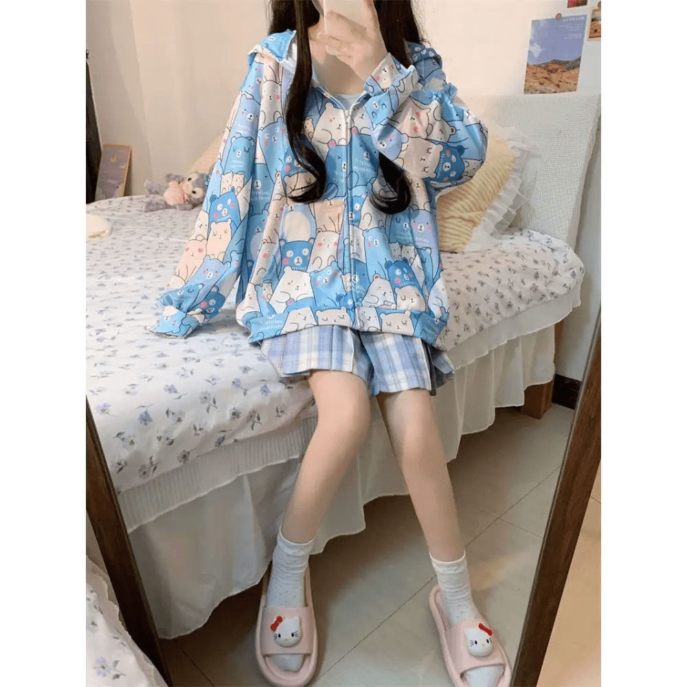 Kawaii Bear - Inspired Windbreaker Jacket for Pastel Fashion Lovers - Cosparty