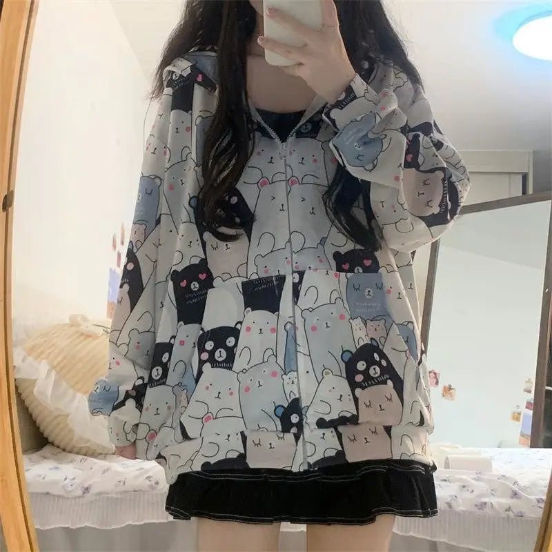 Kawaii Bear - Inspired Windbreaker Jacket for Pastel Fashion Lovers - Cosparty