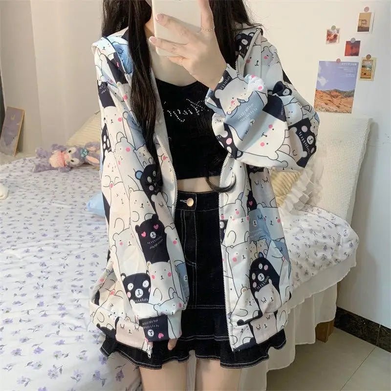 Kawaii Bear - Inspired Windbreaker Jacket for Pastel Fashion Lovers - Cosparty