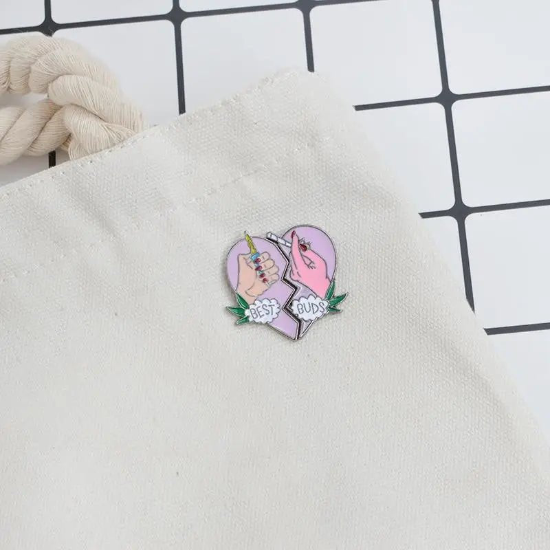 Kawaii Best Buds Enamel Pins for Ganja Babes - Cosparty