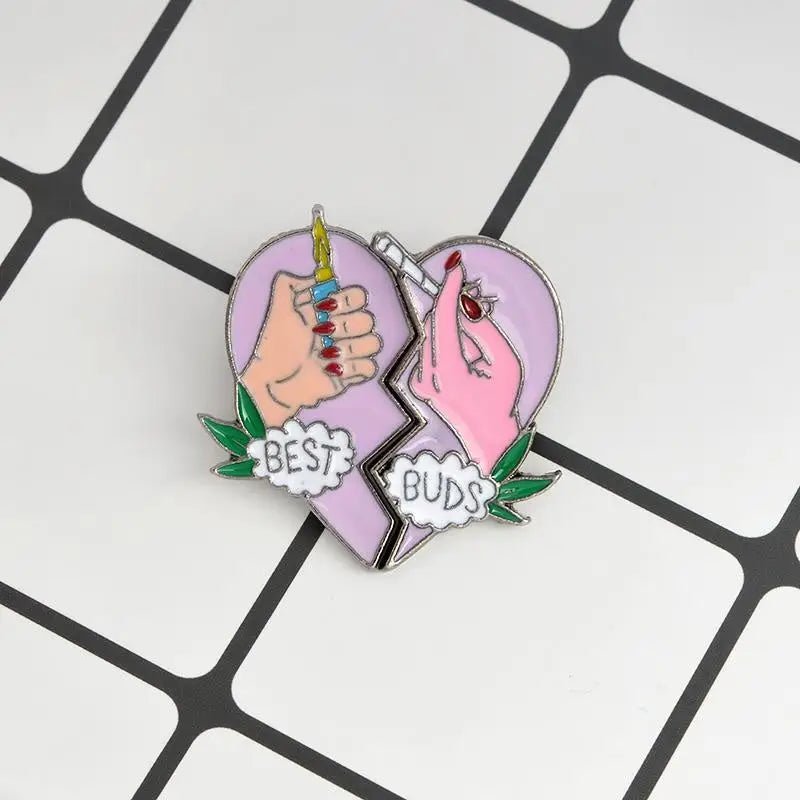 Kawaii Best Buds Enamel Pins for Ganja Babes - Cosparty
