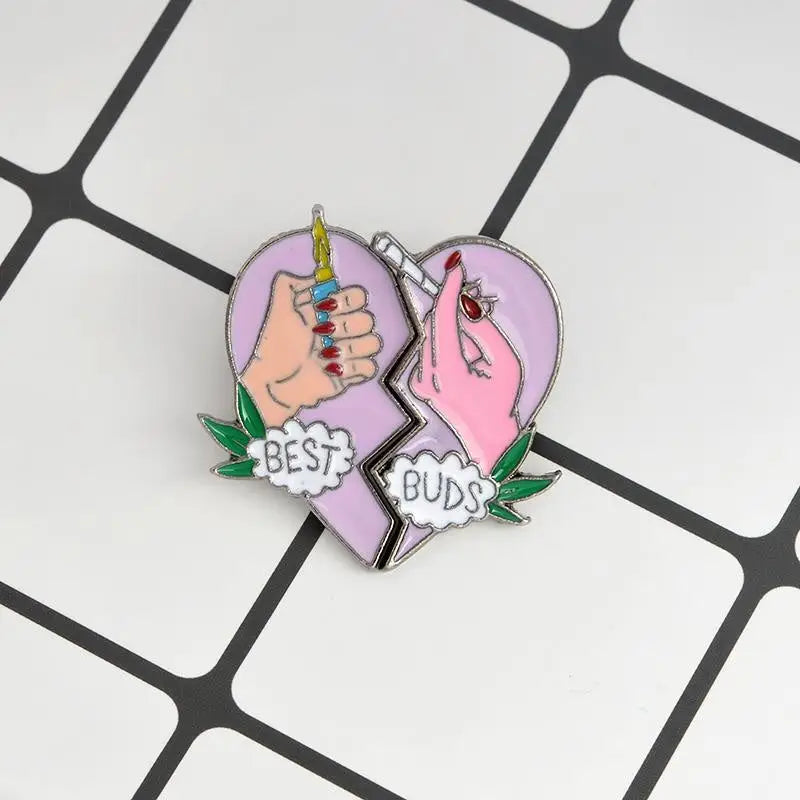 Kawaii Best Buds Enamel Pins for Ganja Babes - Pin