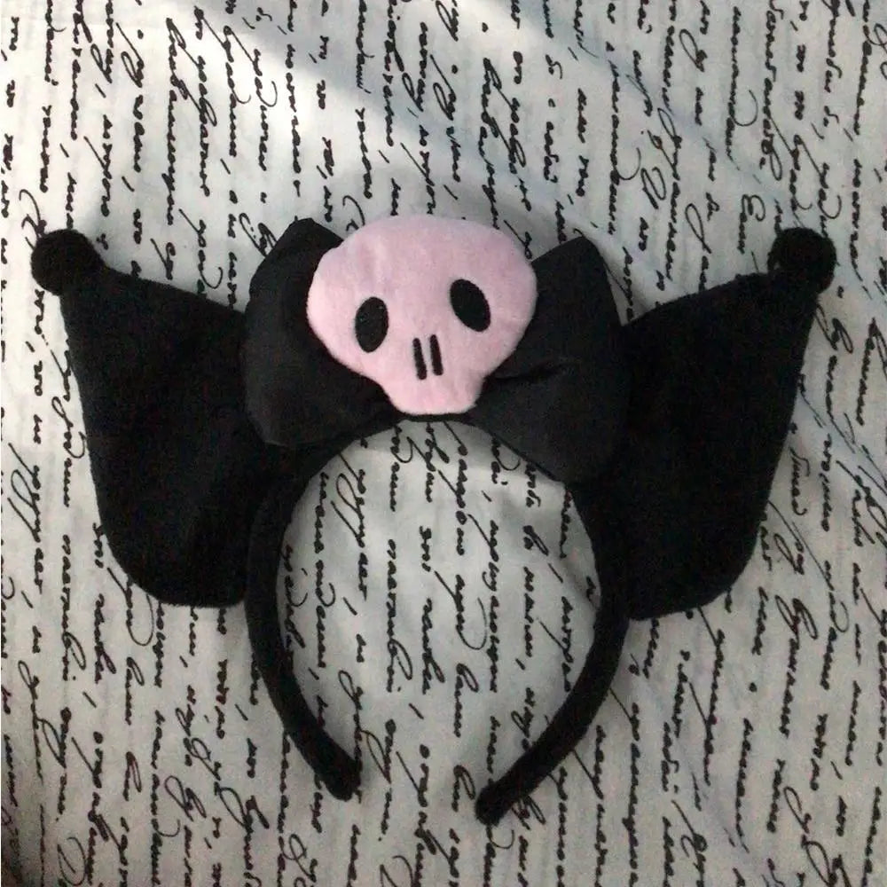 Kawaii Black and Pink Kuromi Bat Wing Headband for Halloween - headbands