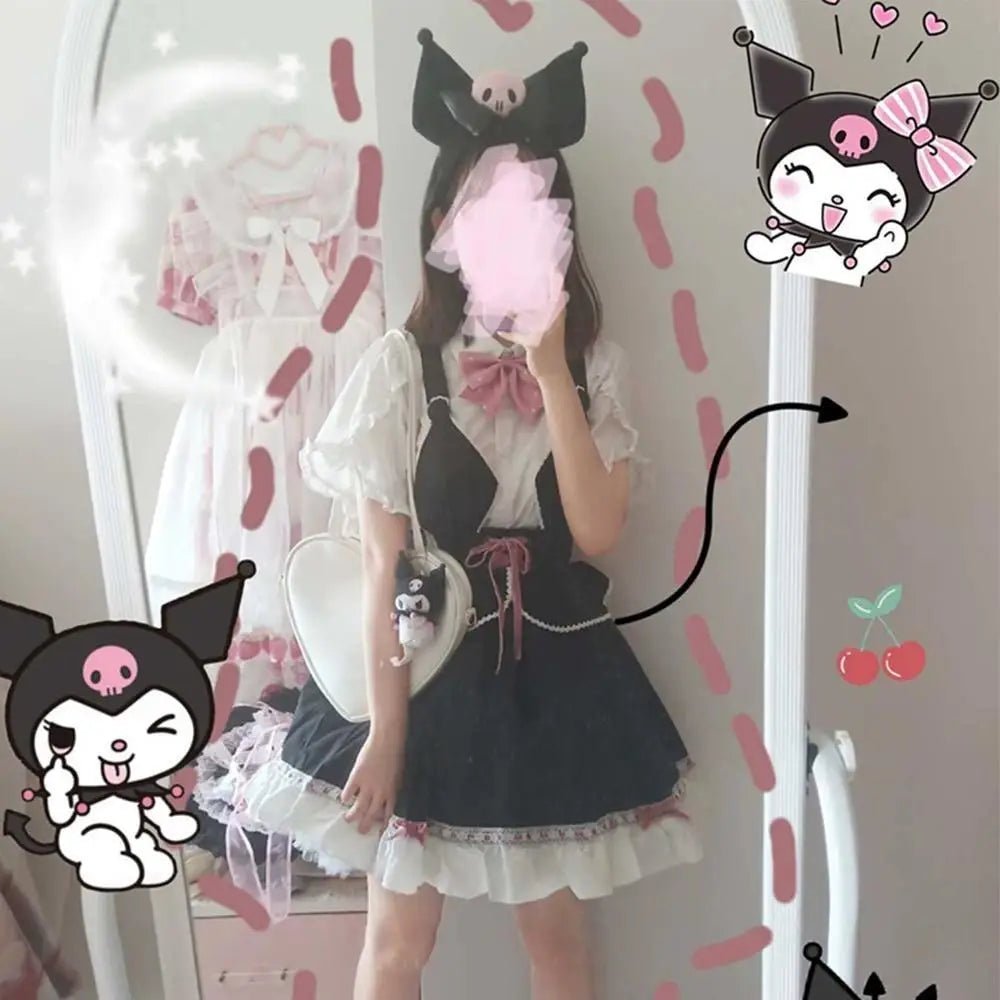 Kawaii Black and Pink Kuromi Bat Wing Headband for Halloween - Cosparty