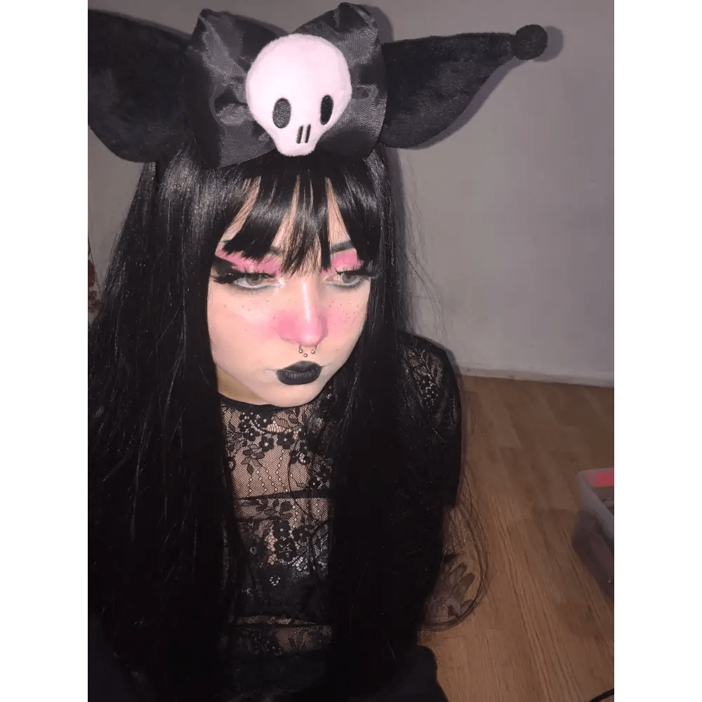 Kawaii Black and Pink Kuromi Bat Wing Headband for Halloween - Cosparty