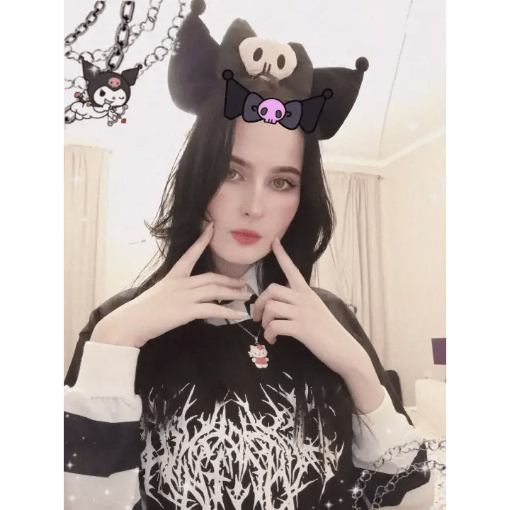 Kawaii Black and Pink Kuromi Bat Wing Headband for Halloween - Cosparty