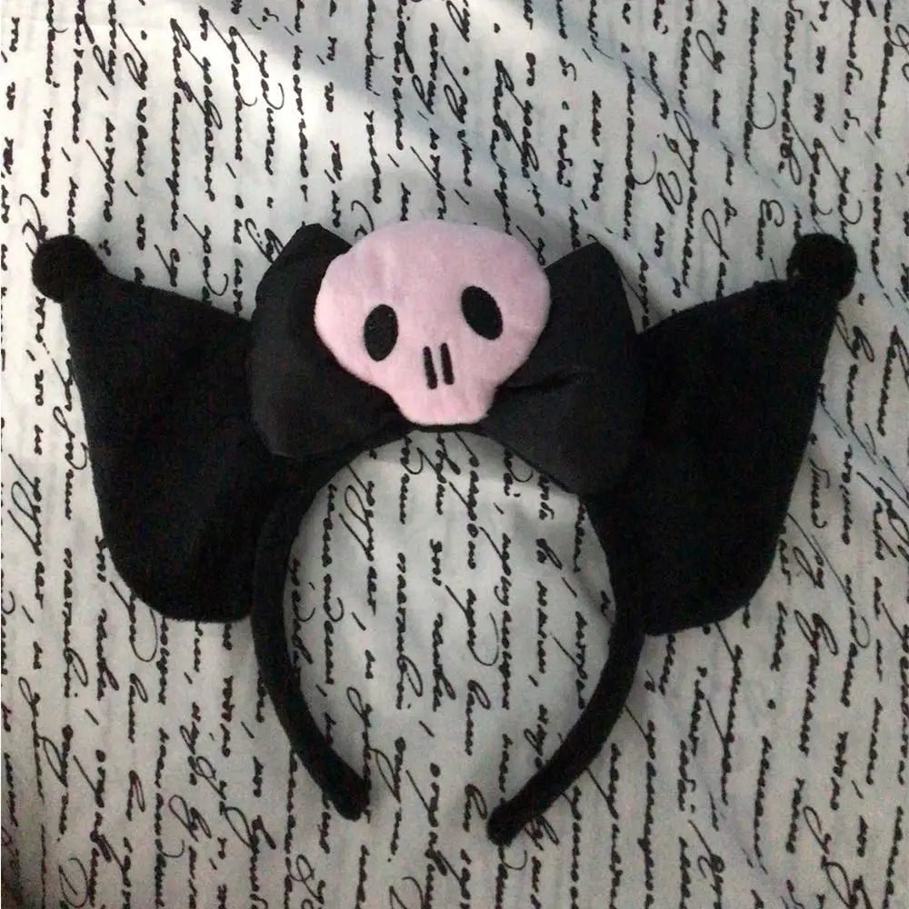 Kawaii Black and Pink Kuromi Bat Wing Headband for Halloween - Cosparty