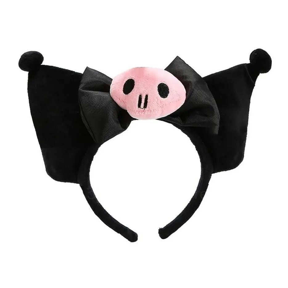 Kawaii Black and Pink Kuromi Bat Wing Headband for Halloween - Cosparty