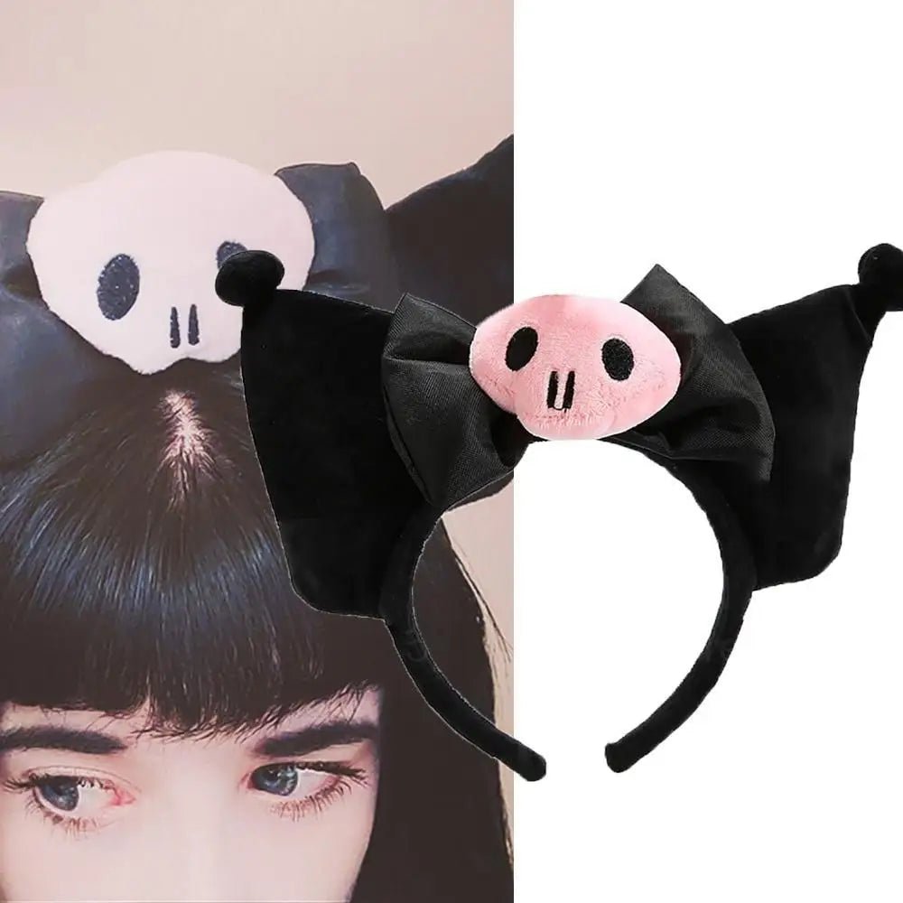Kawaii Black and Pink Kuromi Bat Wing Headband for Halloween - Cosparty
