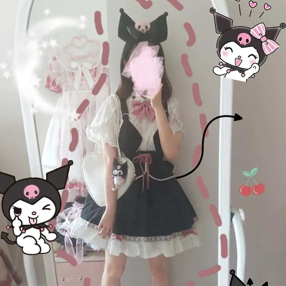 Kawaii Black and Pink Kuromi Bat Wing Headband for Halloween - headbands