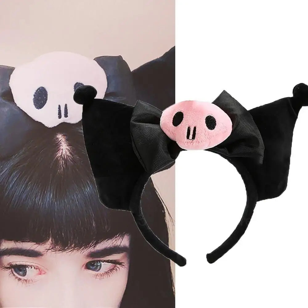 Kawaii Black and Pink Kuromi Bat Wing Headband for Halloween - headbands