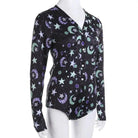 Kawaii Black Star and Moon Long Sleeve Sleeper Bodysuit - Cosparty