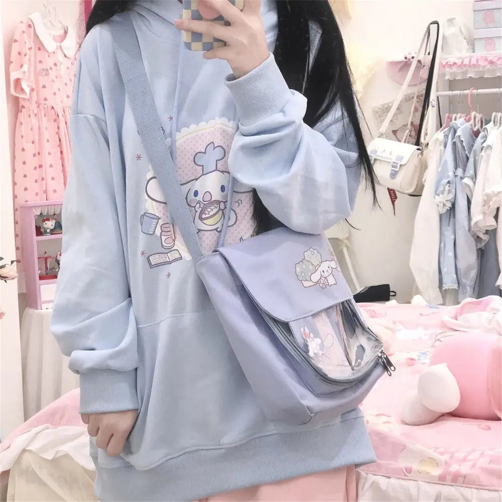 Kawaii Blue Cinnamoroll Baking Hoodie with Sweet Details - hoodie