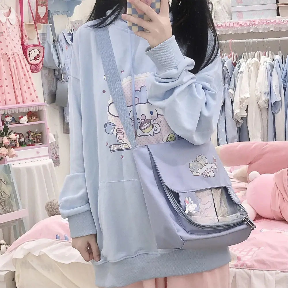 Kawaii Blue Cinnamoroll Baking Hoodie with Sweet Details - hoodie