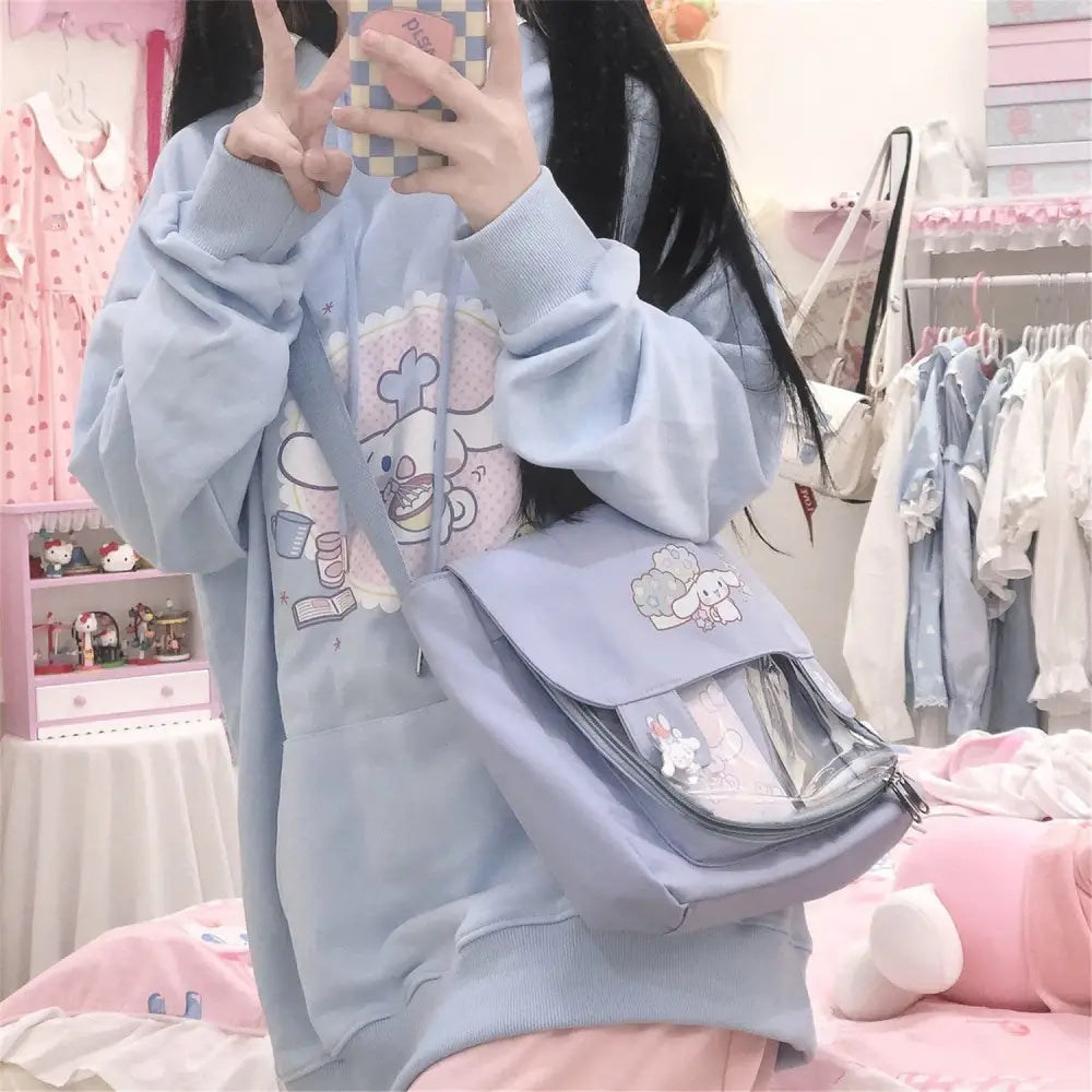 Kawaii Blue Cinnamoroll Baking Hoodie with Sweet Details - hoodie