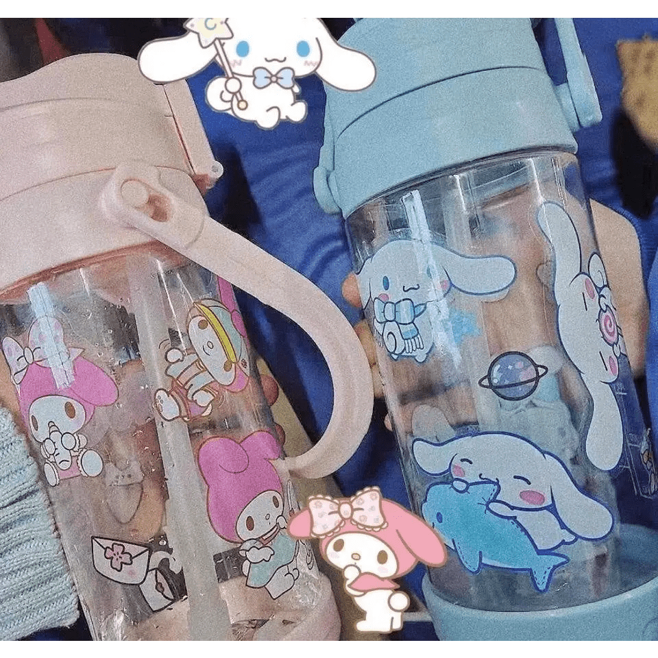 Kawaii BPA Free Plastic Water Bottle with Straw for Cospartys - Cosparty