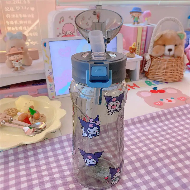 Kawaii BPA Free Plastic Water Bottle with Straw for Cospartys - Kuromi - cup