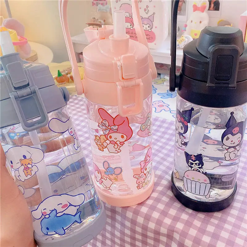 Kawaii BPA Free Plastic Water Bottle with Straw for Cospartys - cup