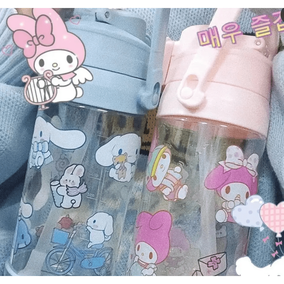 Kawaii BPA Free Plastic Water Bottle with Straw for Cospartys - Cosparty
