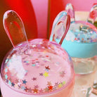 Kawaii Bunny Ear Glitter Glass Water Bottles - shirt