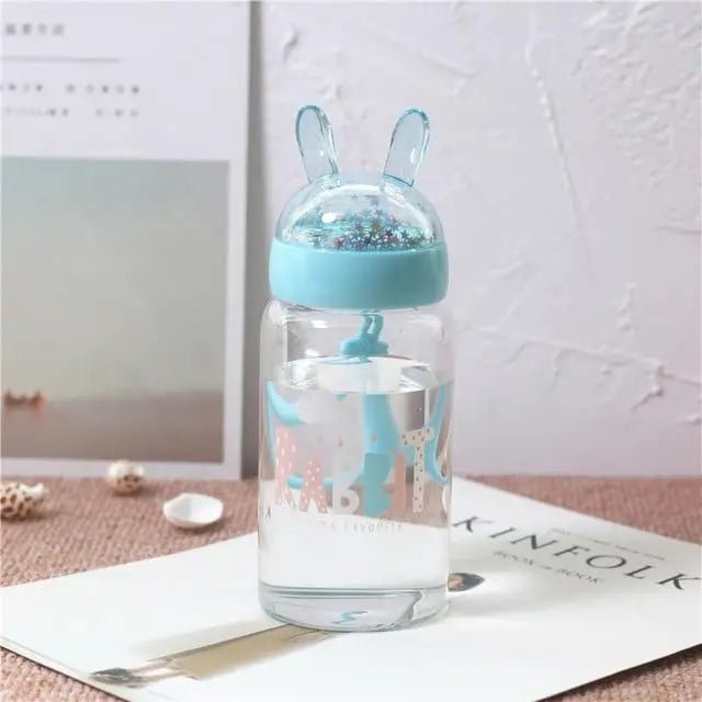 Kawaii Bunny Ear Glitter Glass Water Bottles - Cosparty