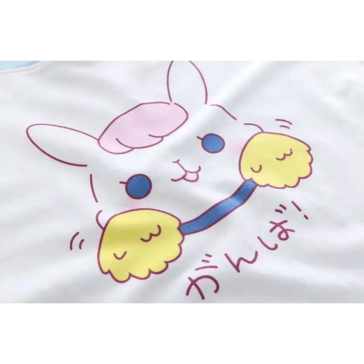 Kawaii Bunny Hooded Tee in Pastel Pink or Blue - Cosparty