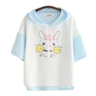 Kawaii Bunny Hooded Tee in Pastel Pink or Blue - shirt