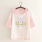 Kawaii Bunny Hooded Tee in Pastel Pink or Blue - Cosparty