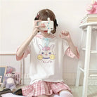 Kawaii Bunny Hooded Tee in Pastel Pink or Blue - Cosparty