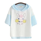 Kawaii Bunny Hooded Tee in Pastel Pink or Blue - Cosparty