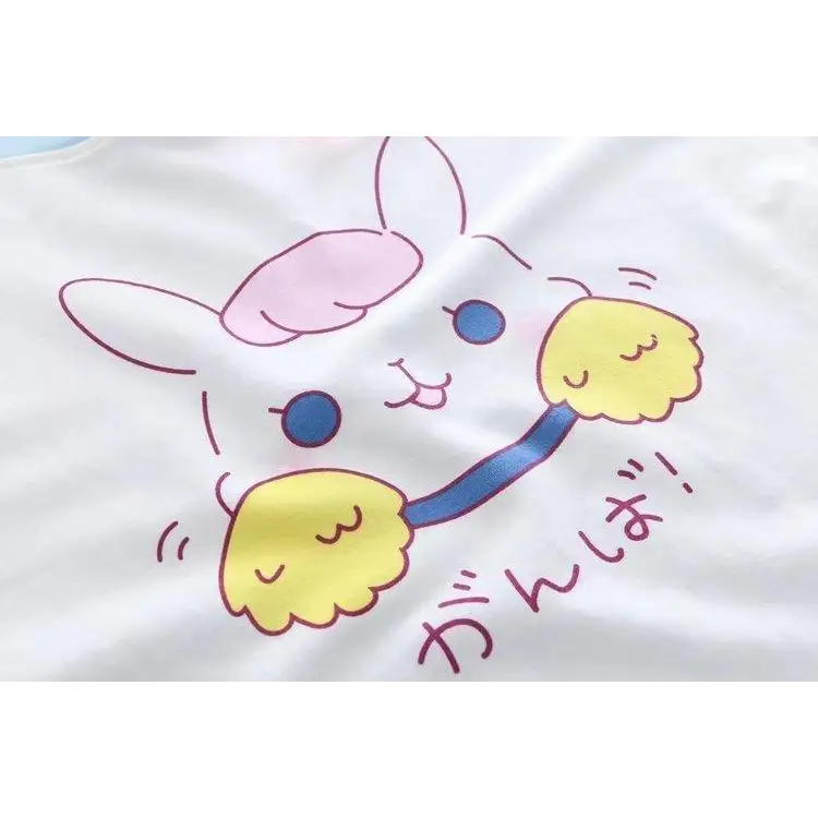 Kawaii Bunny Hooded Tee in Pastel Pink or Blue - shirt