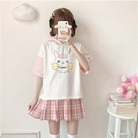 Kawaii Bunny Hooded Tee in Pastel Pink or Blue - shirt