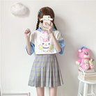 Kawaii Bunny Hooded Tee in Pastel Pink or Blue - shirt