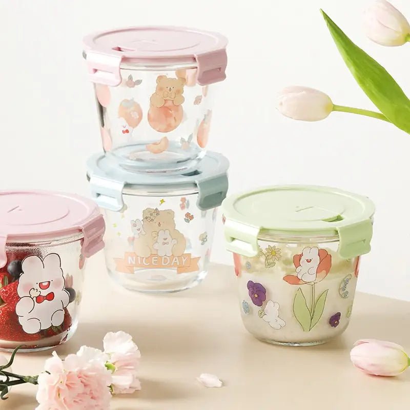Kawaii Bunny Microwave Glass Bowl with Lid for Cute Mealtime Fun - Cosparty